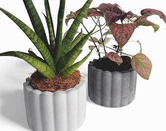 Zarka - Waterproof concrete planter Ø=10 cm | Flower pot | Planter | Grey & Anthracite | Handworkz