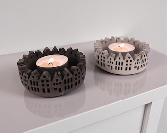 Mesto - Concrete House Wreath | Fireproof | Cozy Atmosphere | Felt Feet | Christmas Time | Candle Holder | Advent | Wreath | Handworkz