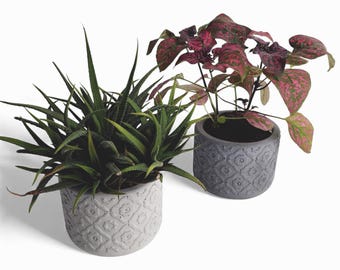 Vetina - Waterproof concrete planter Ø=10 cm | Flower pot | Planter | Grey & Anthracite | Handworkz
