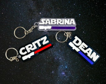 Porte-clés personnalisé avec nom de sabre laser