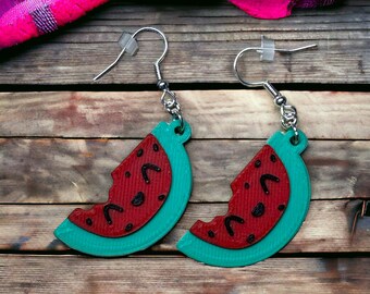Watermelon 3D Printed Earrings