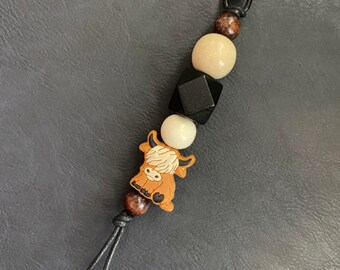 Black and Brown Highland Cattle Keychain