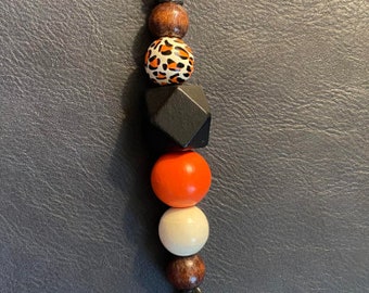 Black and Orange Leopard Print Keychain