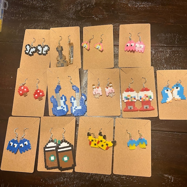 Perler Bead Earrings Etsy