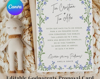 Godparents Proposal Gift in Spanish | Editable Godparents Proposal Card | Digital Invitation | Padrinos Proposal Printable Canva Template