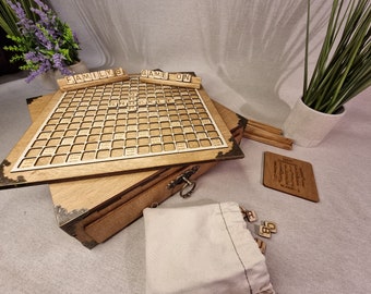 Scrabble en bois de luxe avec plateau tournant