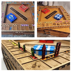 FULLY Personalised Customopoly Wooden Board Game with Turntable, Bank and Money Organisers