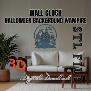 Halloween Wanduhr 3D Print: Vampirschloss STL Datei (Digitaler Download)