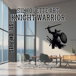 Knight Silhouette CnC Projects for 3D Prints - StL, DXF, SVG Files for 3D Print - Medieval  Soldier with Sword Silhouette 3D Print STL File