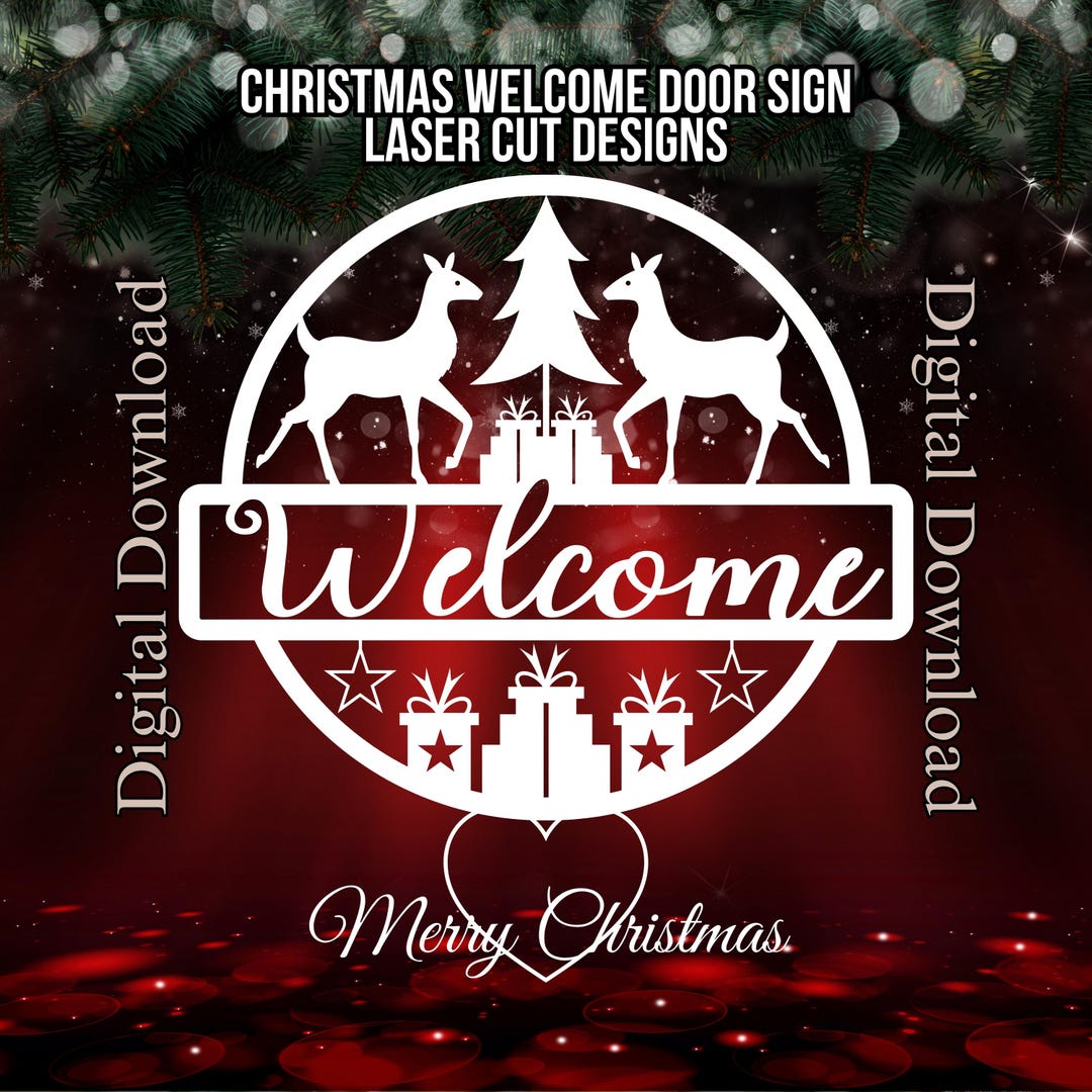 Christmas Welcome Door Sign Laser Cut File (digital Download) - Etsy