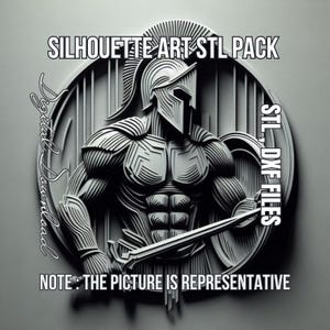 13-Piece Silhouette Art STL File Pack - 3D Model DIY Home Decor - Spartan, Ninja, Samurai, Knight, Girl reads book, Medi Woman, Flower Girl