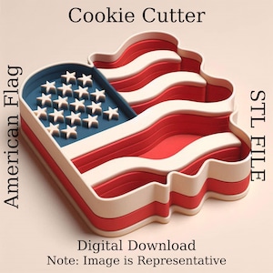 American Flag Cookie Cutter STL File | 3D Printable Digital File | Patriotic Cookie Cutter Design  | Perfect Idea for DIY Kitchen Tool