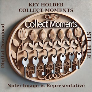 3D Printable Key Holder STL File: &#39;Collect Moments&#39; Design (Digital Download)