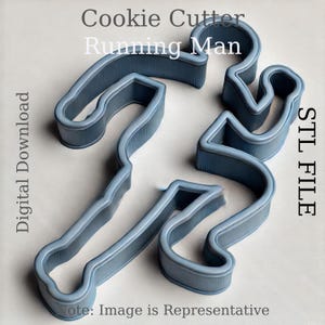 May include: A blue plastic cookie cutter in the shape of a running person. The cutter is designed for making cookies or other baked goods. STL FILE Digital Download.