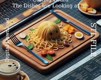 Dirty Dishes Puzzle Cutting Board STL File: Humorous Kitchen Decor (Digital Download)