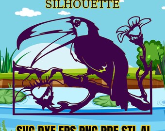 Silueta de tucán: arte vectorial: corte láser, Cricut, impresión 3D (descarga digital)