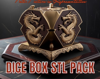 Caja de dados de dragón STL: Accesorios para juegos de rol imprimibles en 3D (descarga digital)