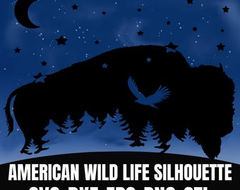 Silueta de bisonte salvaje / Archivo de corte de animal del bosque (svg, png, dxf, eps, stl)