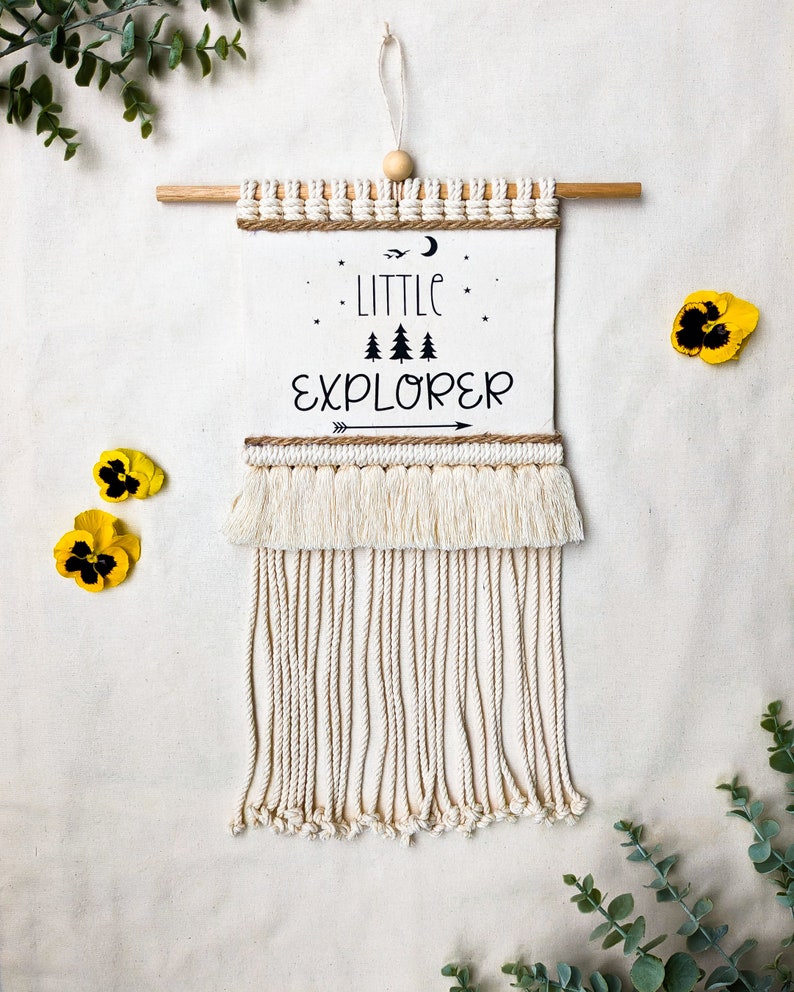 Little Explorer Macrame Nursery Decor Nursery Wall Hanging Etsy