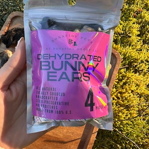 Bunny ear treats for dogs, rabbit ears, healthy treats for dogs, dehydrated treats organic treats, all natural dog treats