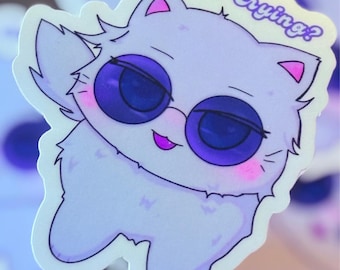 Sarcastic Anime Cat Vinyl Sticker – “You Crying?”