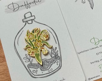 Daffodil Enamel Pin: Gold Plated Floral Brooch