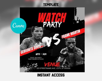 Editable Davis Vs Martin Flyer, Watch Party Invitation