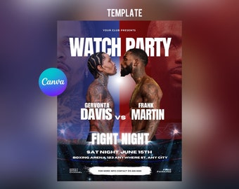 Editable Davis Vs Martin Flyer, Watch Party Invitation