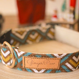 Personalized dog collar / cotton collar / Aztec / dog gift image 1