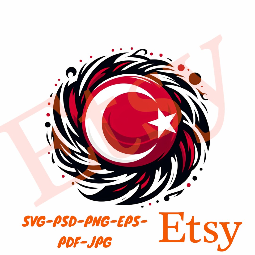 Turkish Flag Logo İnstant Download Svgpsdpngepspdfjpg Etsy