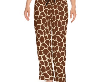 Giraffe Print Pajama Pants Animal Pattern Lounge Bottoms