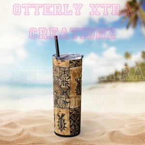 Tapa Cloth Tumbler, Polynesian Heritage, Polynesian Roots, Drinkware, Ethnic Drinkware, Cultural Tumbler, Polynesian Tumbler,