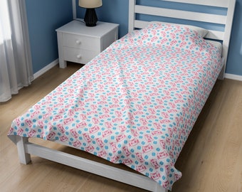 Transgender Pride Decke, Plüsch-Elasthan, Perfektes LGBTQ+ Geschenk, Transgender Pride, Katzenmuster Decke, Kuscheliger Samtüberwurf