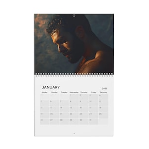 2025 Embraced Moments Men Calendar, Artistic Male Wall Calendar, Masculine Gift, Hairy Chest Manly Calendar, Muscular Men Planner, Holiday