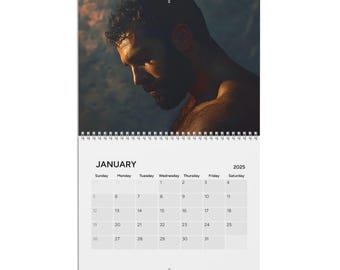 2025 Embraced Moments Herrkalender, Konstnärlig Manlig Väggkalender, Maskulin Gåva, Hårig Bröst Manlig Kalender, Muskulösa Man Planerare, Semester