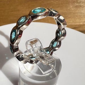 Silpada “Northern Lights” Aqua Blue Glass Ring 925 Sterling Silver R2280 Size 9