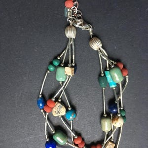 Silpada Sterling Silver Lapis Bracelet: Turquoise, Jasper & Coral Beaded Charm