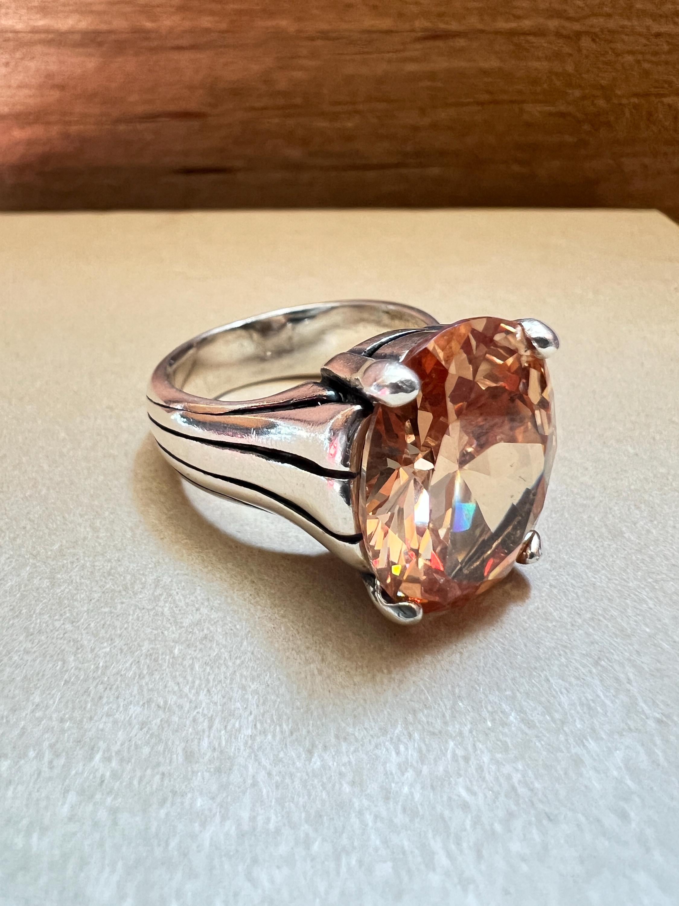 Retired Silpada 925 Sterling Silver Champagne Cubic Zirconia Ring Size 7 R1318