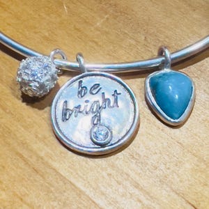 Sterling Silver Turquoise Crystal Charm Bangle Bracelet - Silpada &#39;Be Bright&#39;