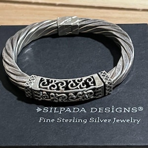 Silpada Rare Retired Sterling Silver Bangle Bracelet, Silpada Twisted Bangle B0669, Elegant 925, Filigree Vintage Jewelry, Gifts for Mom