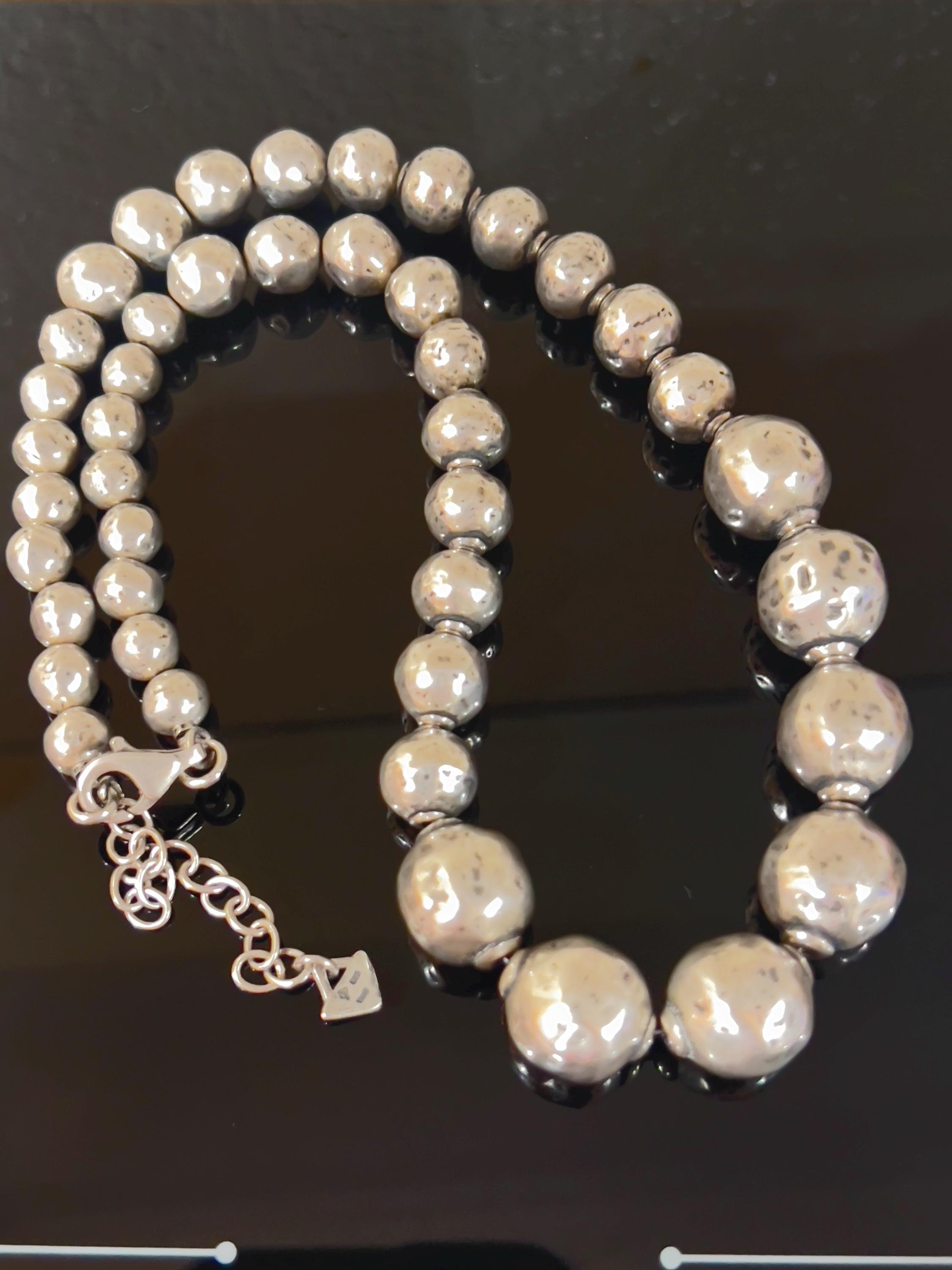 Silpada Atmospheric Sterling Silver Textured Bead Necklace, N1953, Silver Neck