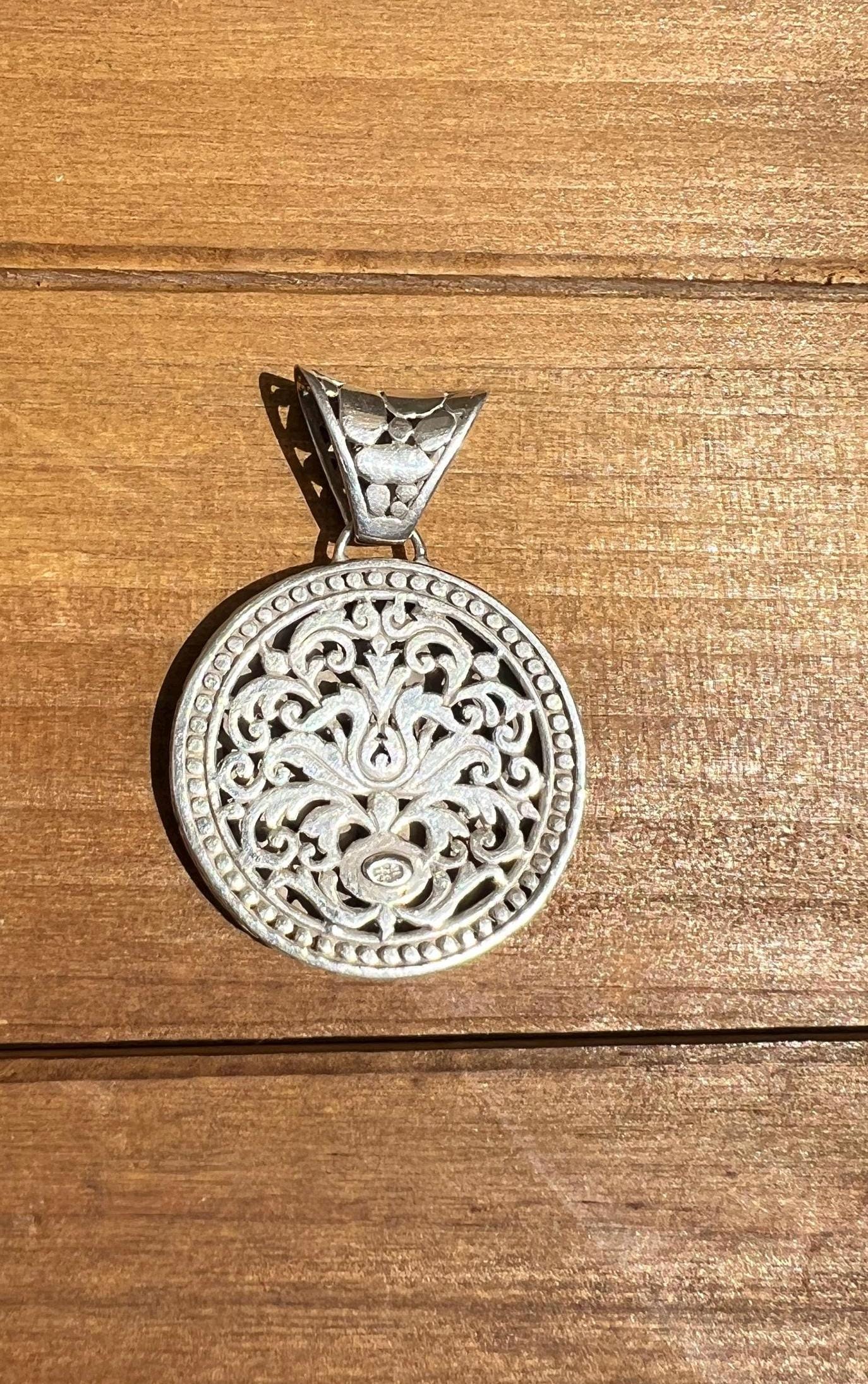 Vintage Sterling Silver Reversible Pendant, Estate Jewelry, 925 Double Sided Pen