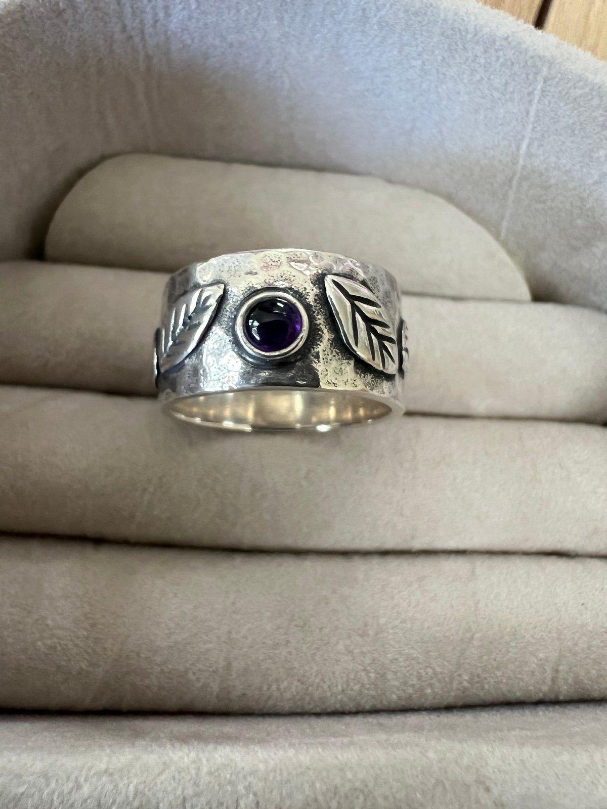 Silpada Rare Amethyst Leaf Sterling Silver Ring Size 7 R1445