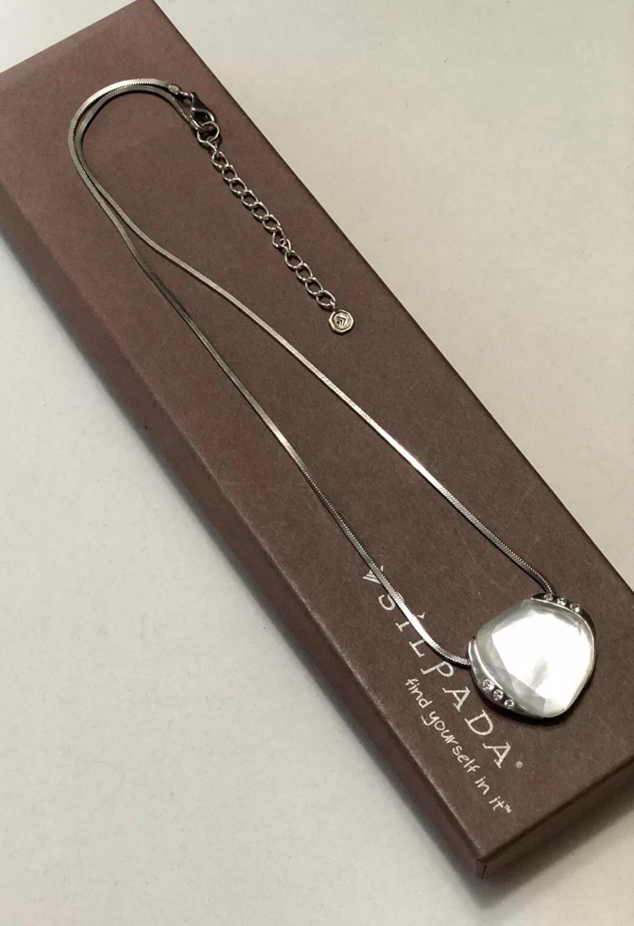 Silpada Rare Stargazer Mother of Pearl Cubic Zirconia 925 Sterling Silver Neckla
