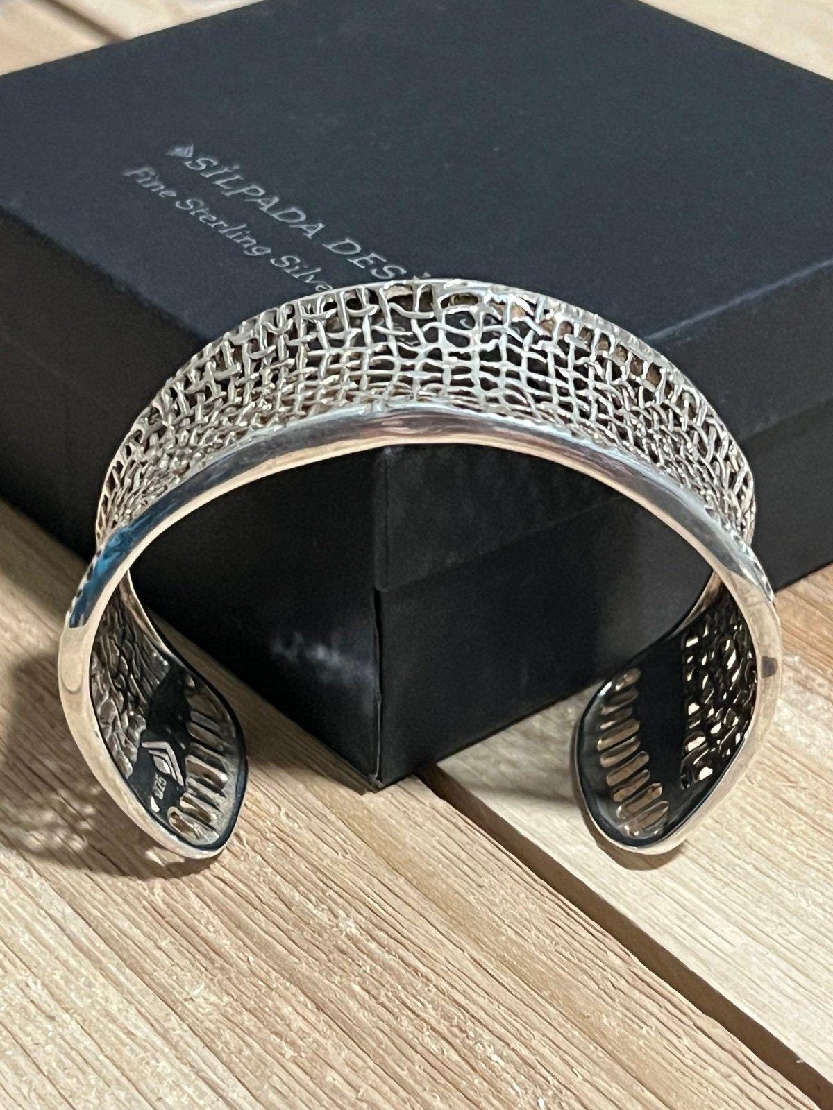 Silpada B1625 Mesh Woven Cuff Sterling Silver Bracelet