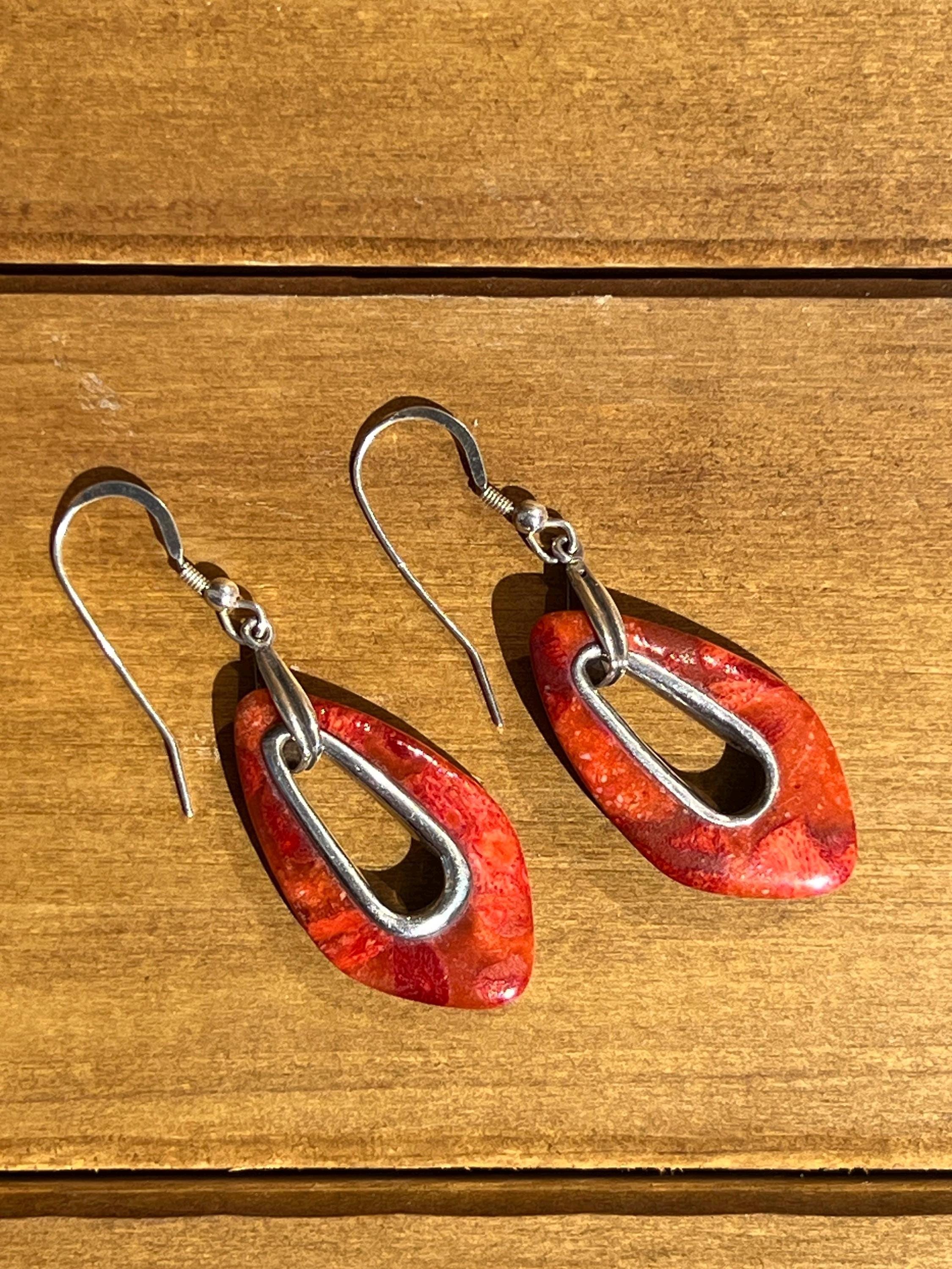 Silpada The Cardinal Rule Composite Coral Earrings on French wires W1982