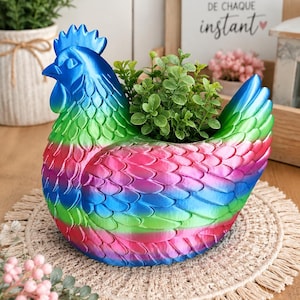 3D Chicken Decorative Pot | Small Plant Pot | Candy Jar | Farmhouse Decor | Unique 3D Print | Handmade in Quebec