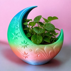 Pot de fleur Lune Céleste en impression 3D – Jardinière décorative | Cache-pot moderne | Décoration maison | Cadeau pour amateur de plantes