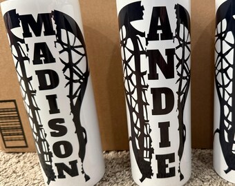 Vaso de lacrosse personalizado, botella de agua...20 oz con tapa deslizante y pajita de plástico...100 % libre de BPA