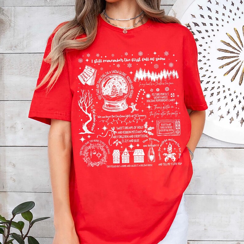 Comfort Colors® Swiftie Christmas Shirt Song Lyrics Collage With